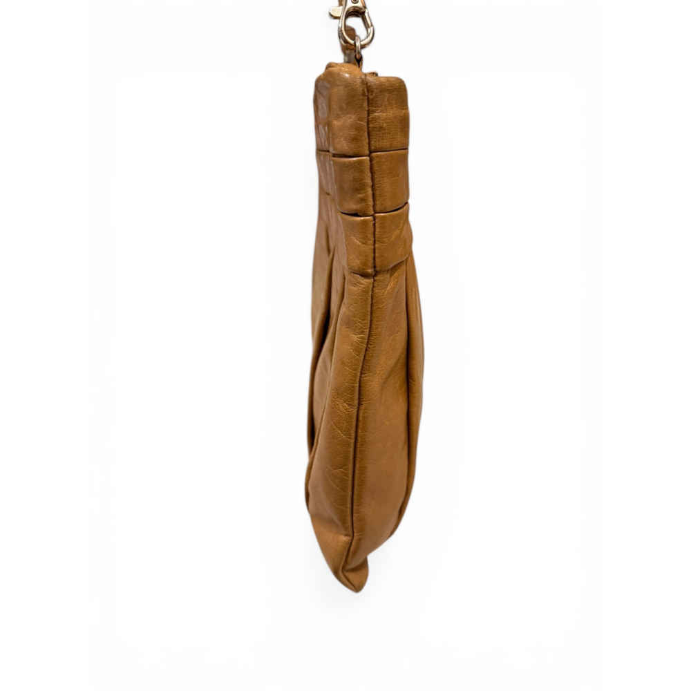 Vintage Y2K Gianni Bini Cognac Tan Leather Clutch Shoulder Bag Stud Detail Purse - Picture 9 of 11